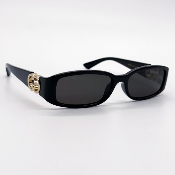 NEW GUCCI GG1661S 001 OVAL BLACK  WOMEN SUNGLASSES GUCCI - Picture 1 of 13